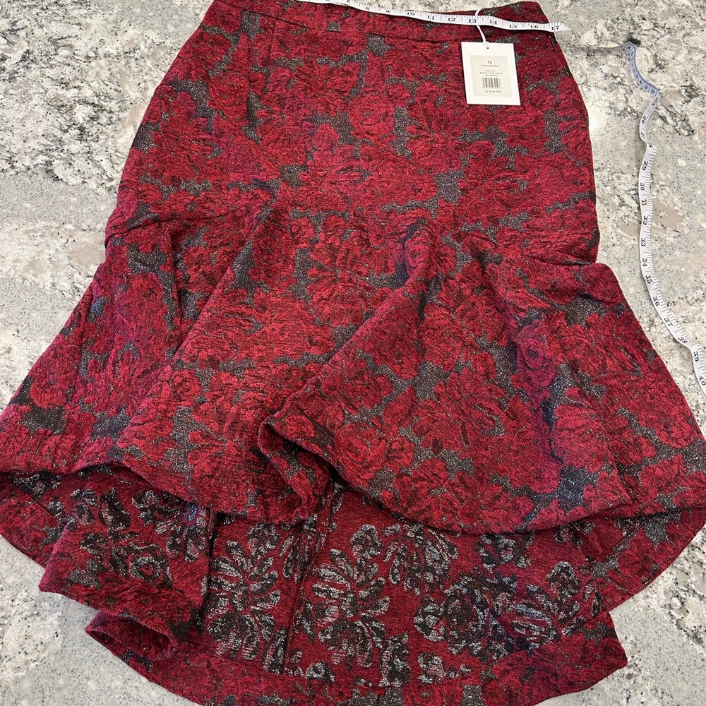 Rachel Parcell Red and Black High-Low Skirt